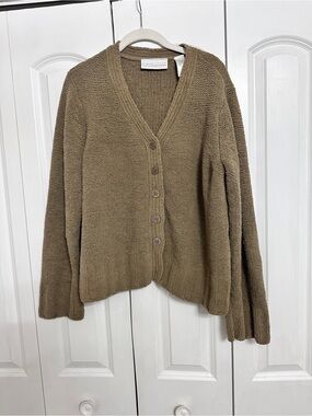 Casual V-Neck Button Front Knit Cardigan - Taupe